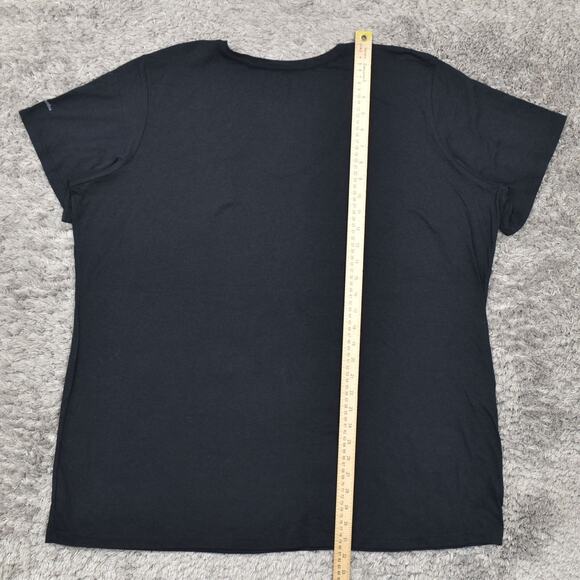 Columbia Women's Size 3X Basic Short Sleeve Black Solid Cotton V-Neck T Shirt - Picture 5 of 8